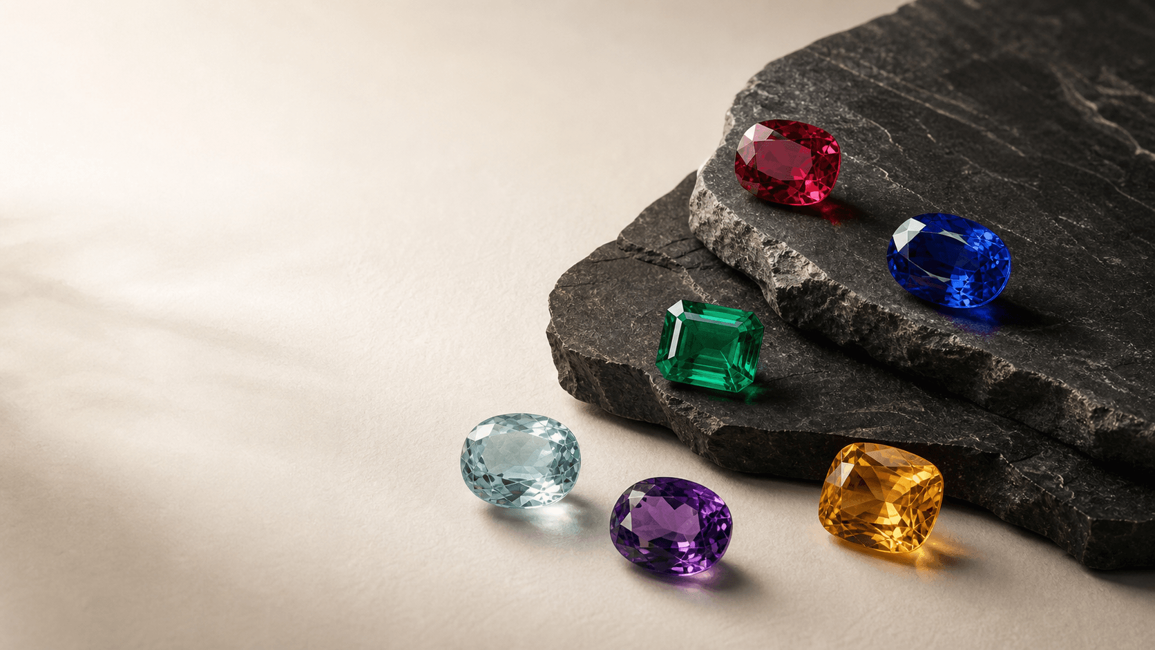 A curated collection of fine coloured gemstones